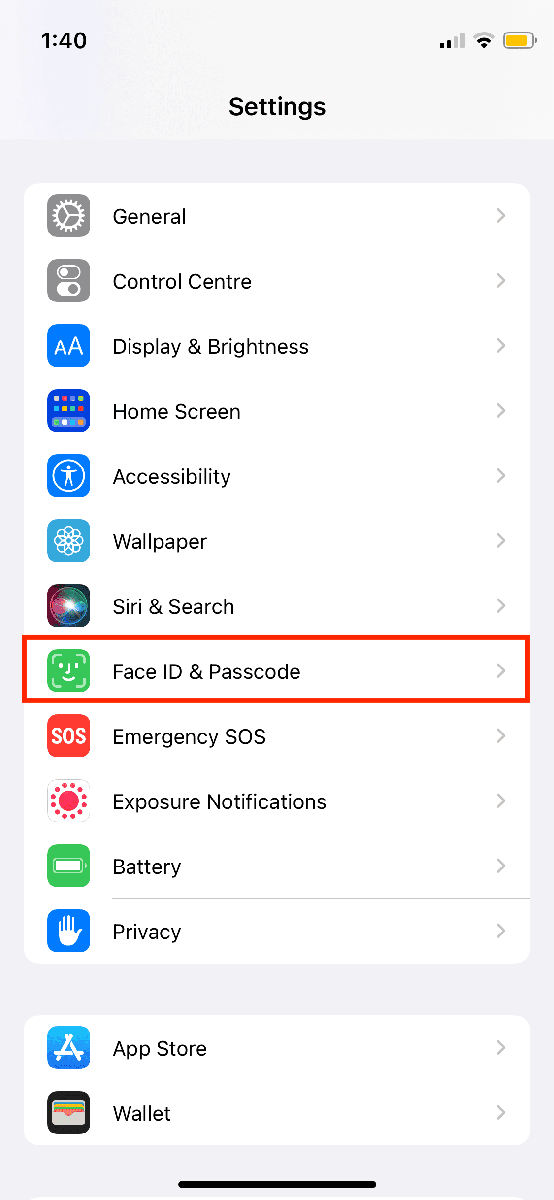 iPhone - Face ID and Passcode Setting